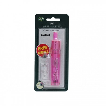 Bút Xóa Kéo Bấm QJR 506, 6M, Pink +1 Refill